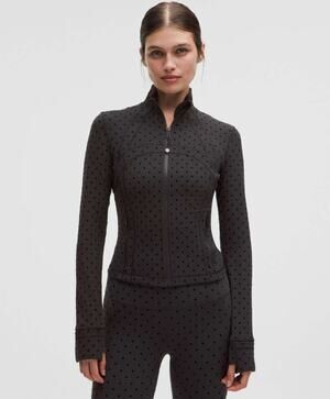 Lululemon Define Cropped Jacket Nulu *Flocked Polka Flock Black Size 8